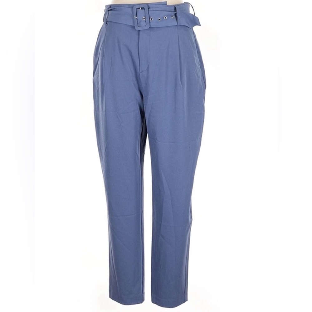 Jason Wu Slate Blue paperbag waist belted dress pants trousers 10